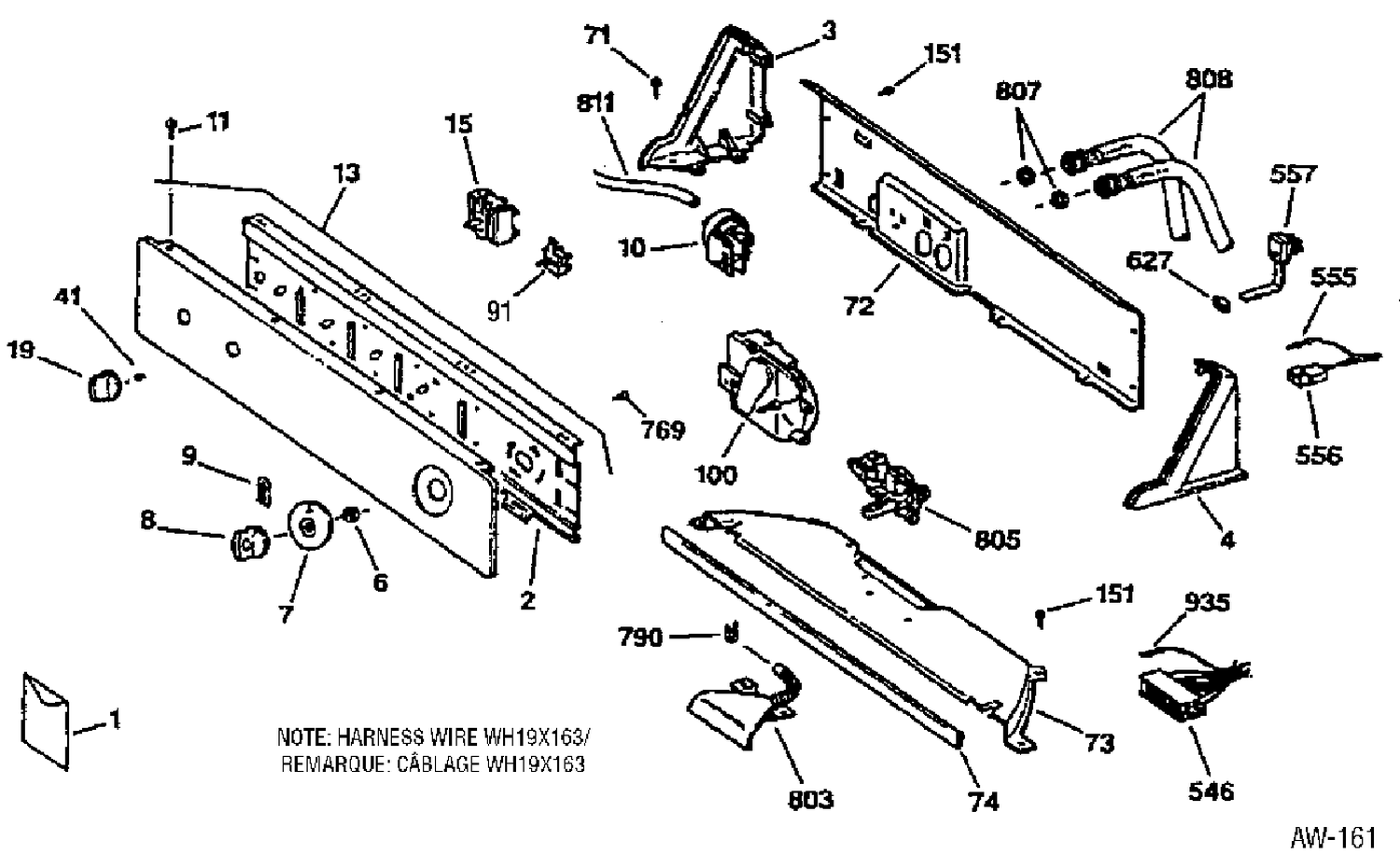 CONTROL GROUP Diagram and Parts List for GUSR2080TAWW  General Electric Washer