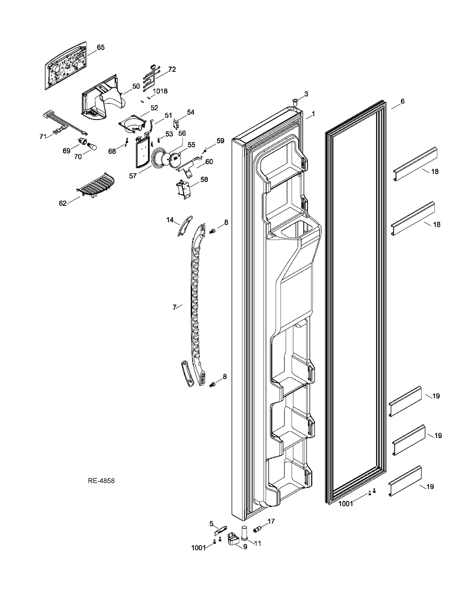 FZ DOOR Diagram and Parts List for GSRL3KLXIFLB  General Electric Refrigerator