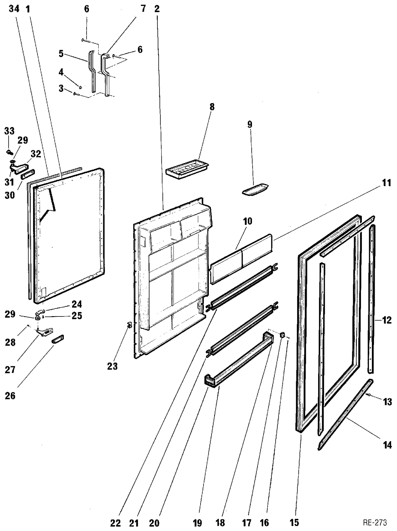 REFRIGERATOR DOOR Diagram and Parts List for L17JMPR-1  General Electric Refrigerator