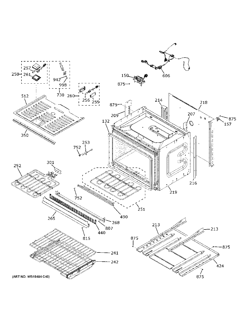 Lower Oven Diagram and Parts List for CTD90DM2N2S5  General Electric Wall Oven