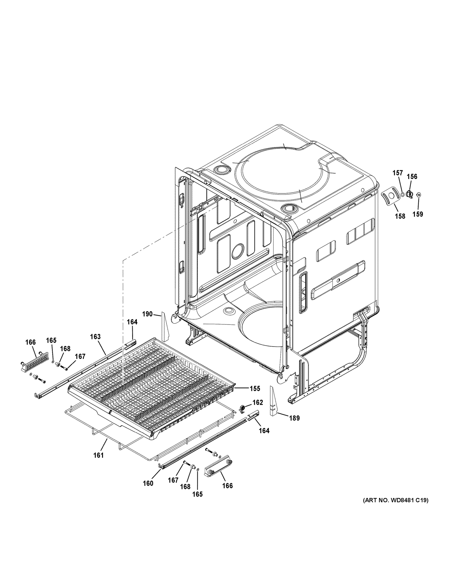 BODY PARTS 2 Diagram and Parts List for CDT865SMJ2DS  General Electric Dishwasher