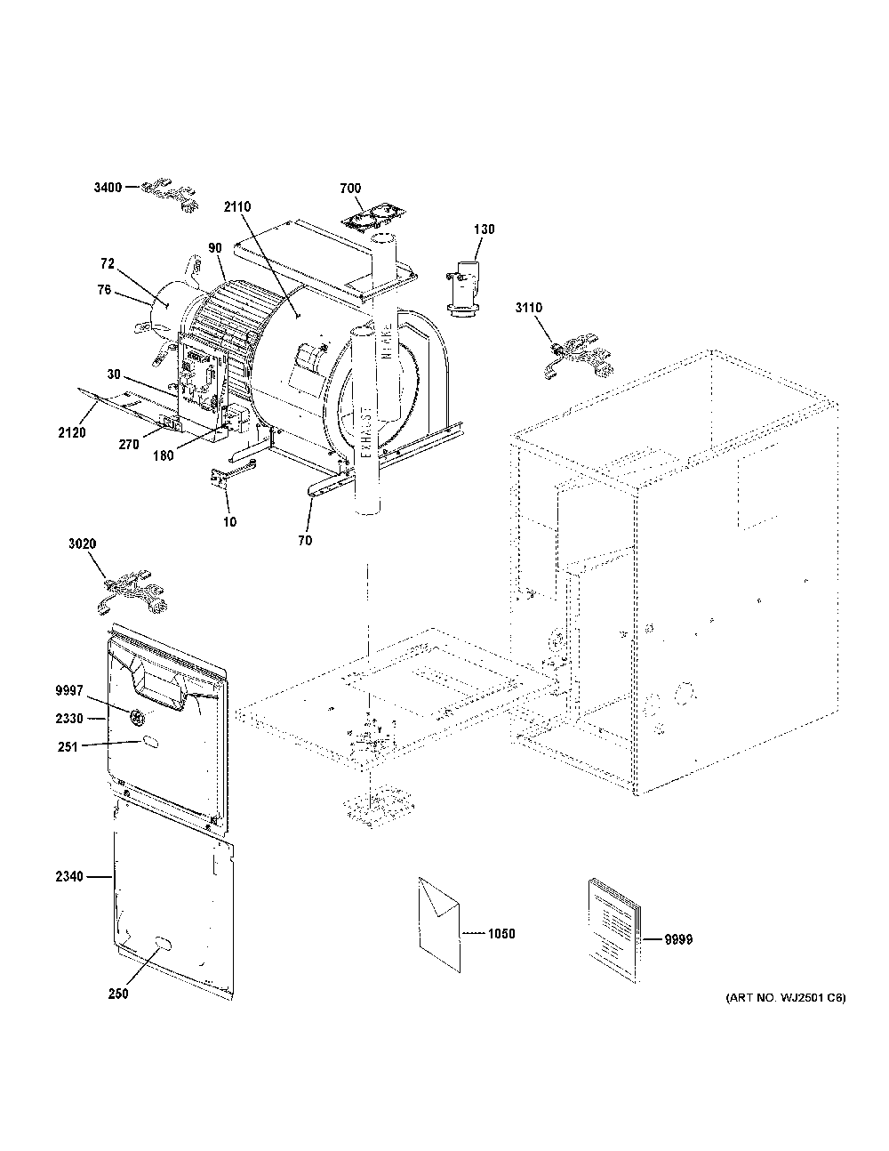 Cabinet Diagram and Parts List for NF96U045V3B01  General Electric Furnace