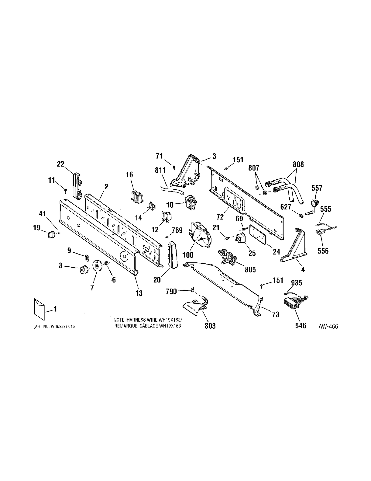 CONTROLS Diagram and Parts List for 57081A0WW  General Electric Washer