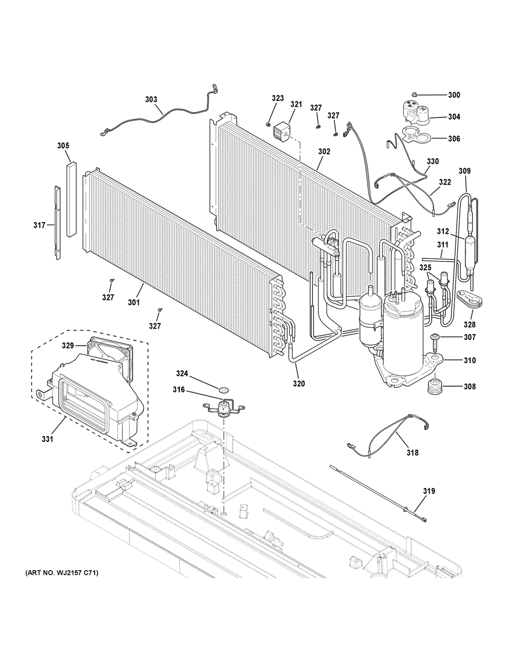Sealed System Diagram and Parts List for AZVS15DMXWAK1  General Electric Air Conditioner