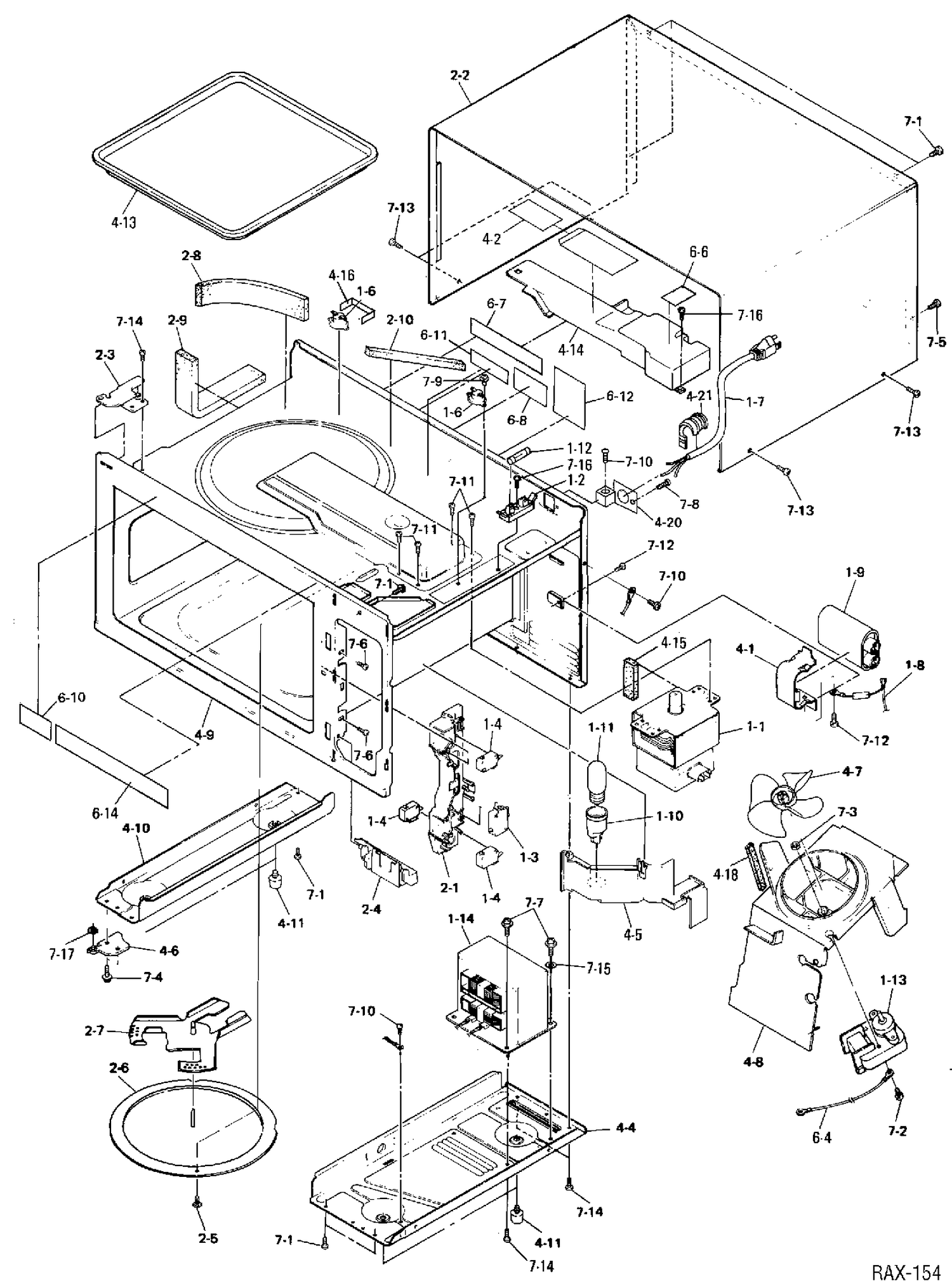 BODY PARTS Diagram and Parts List for GSC1243W  General Electric Microwave