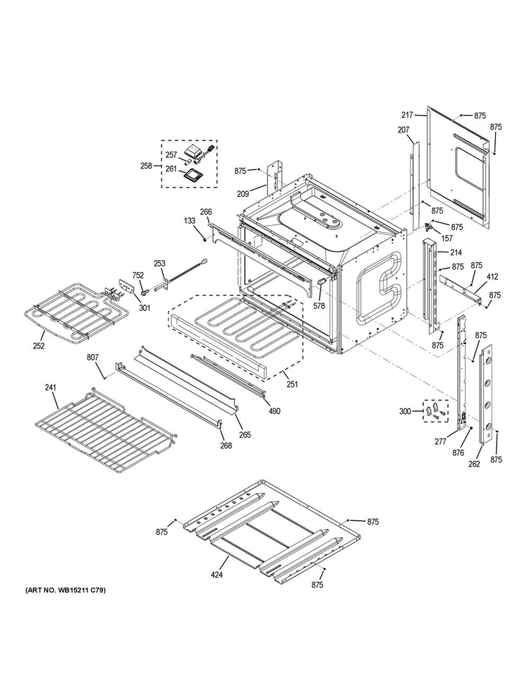 Body Parts Diagram and Parts List for JCT5000DF4WW  General Electric Wall Oven