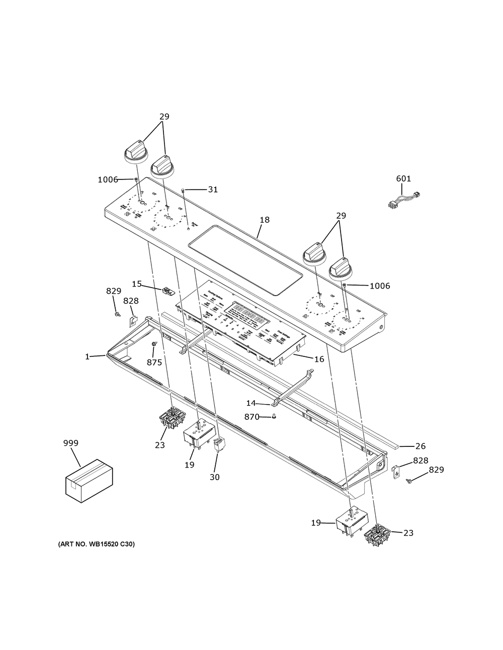 Control Panel Diagram and Parts List for JS760EP7ES  General Electric Range