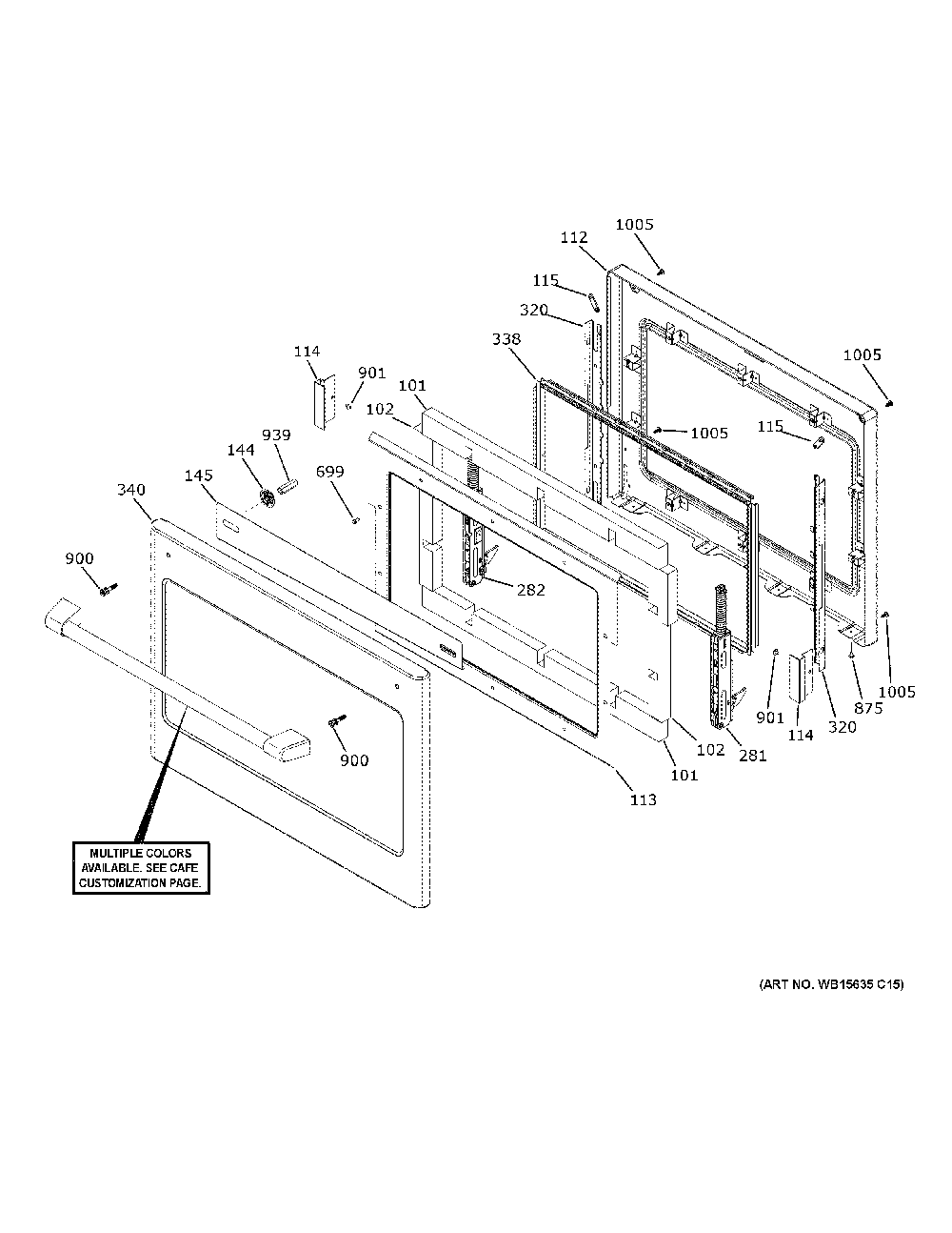 Lower Door Diagram and Parts List for CTD90FP3N2D1  General Electric Wall Oven