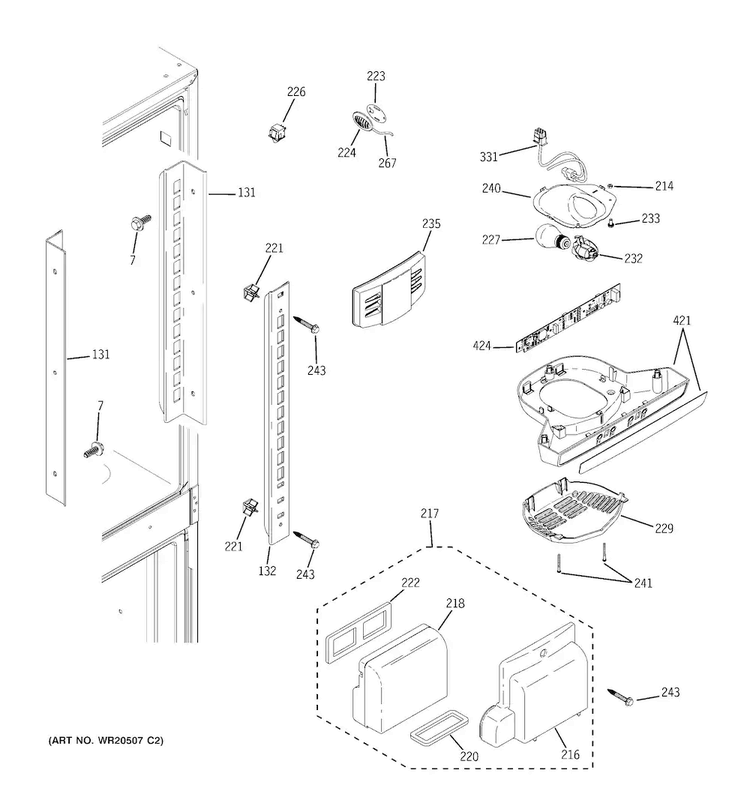 Fresh Food Section Diagram and Parts List for GFSS2HCYJSS  General Electric Refrigerator