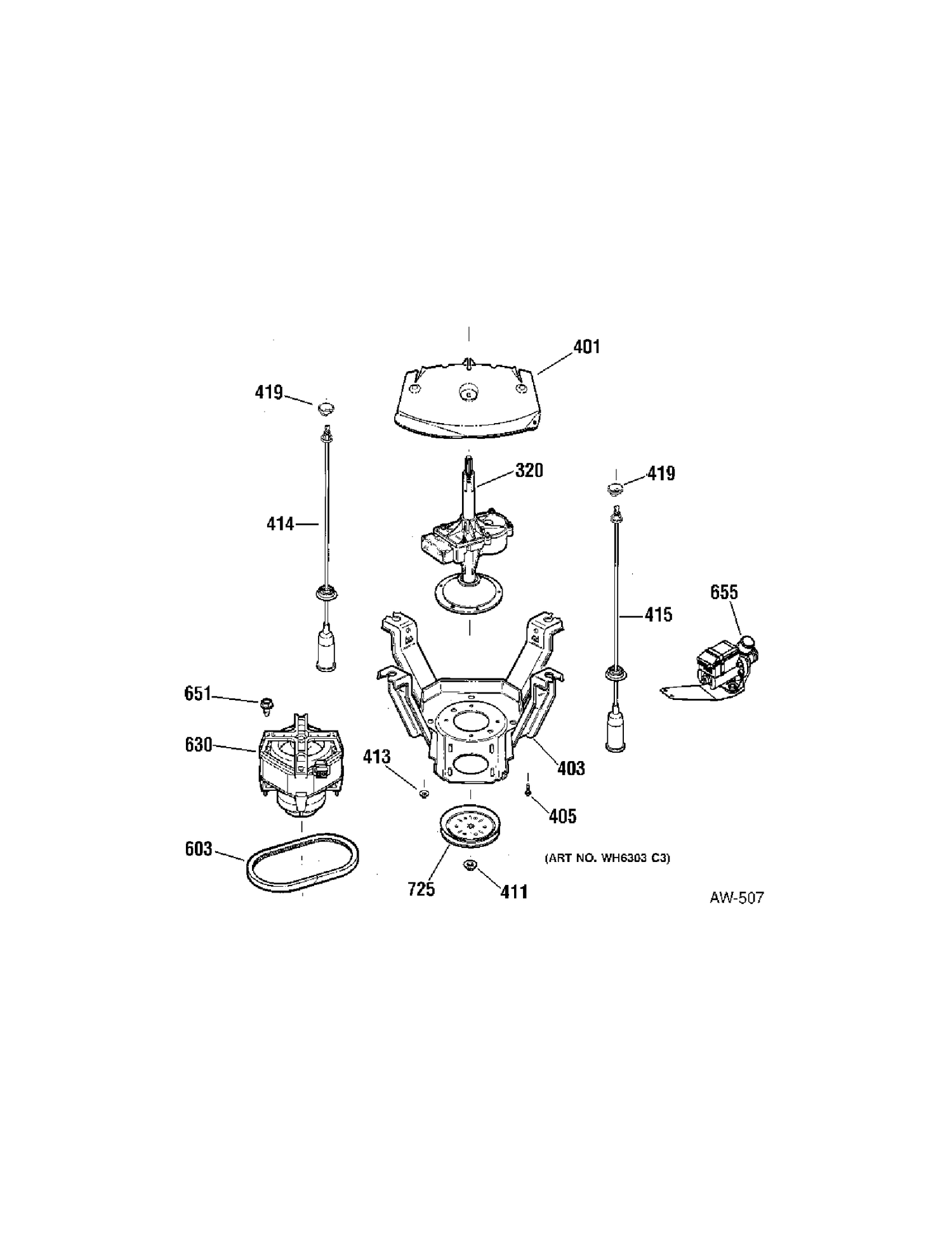 MOTOR Diagram and Parts List for 57271B2WW  General Electric Washer