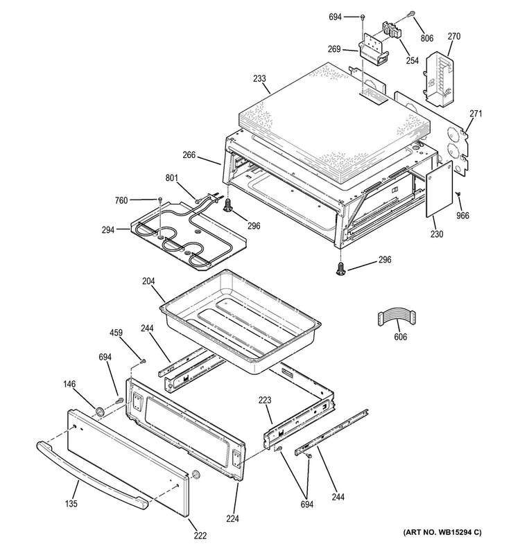 Warming Drawer Diagram and Parts List for PS920SF2SS  General Electric Range