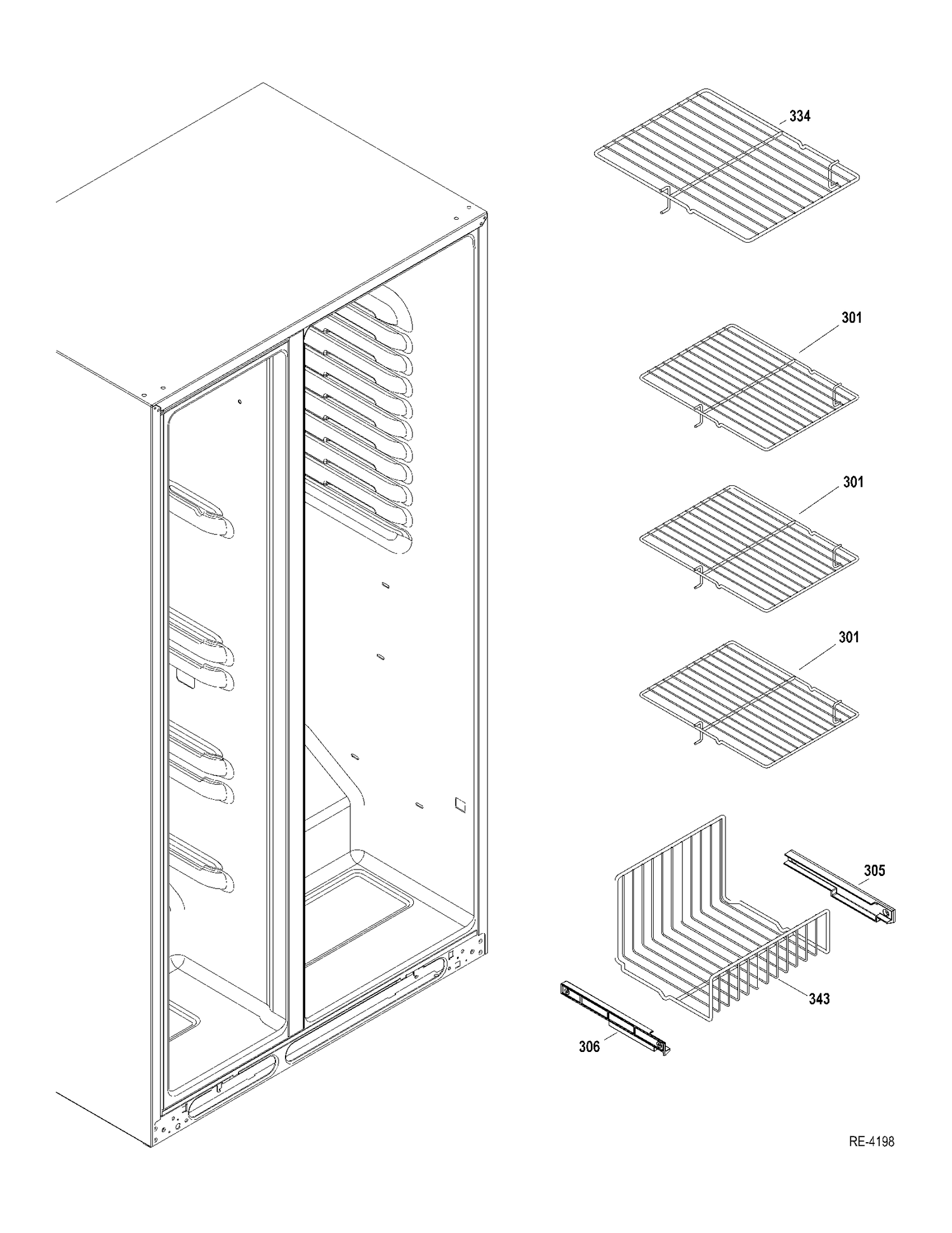FZ SHELVES Diagram and Parts List for GSRC3QGZAFBB  General Electric Refrigerator
