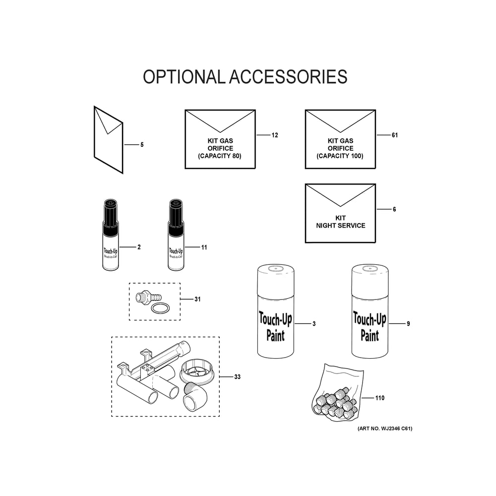 Optional Accessories Diagram and Parts List for NF97D090V5C01  General Electric Furnace