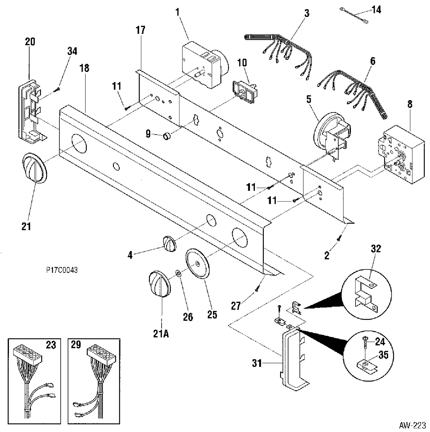 CONTROL PANEL Diagram and Parts List for 52750-5  General Electric Washer