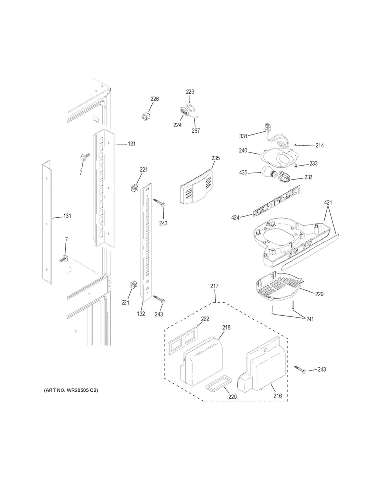 Fresh Food Section Diagram and Parts List for GDE23GSHBRSS  General Electric Refrigerator