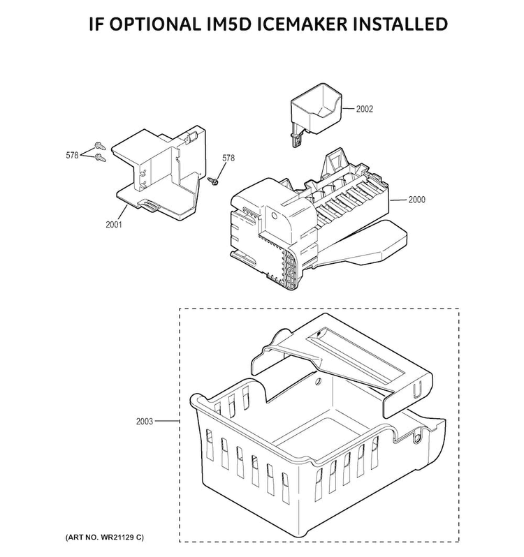 Optional Accessories Diagram and Parts List for GFE28GSKBSS  General Electric Refrigerator