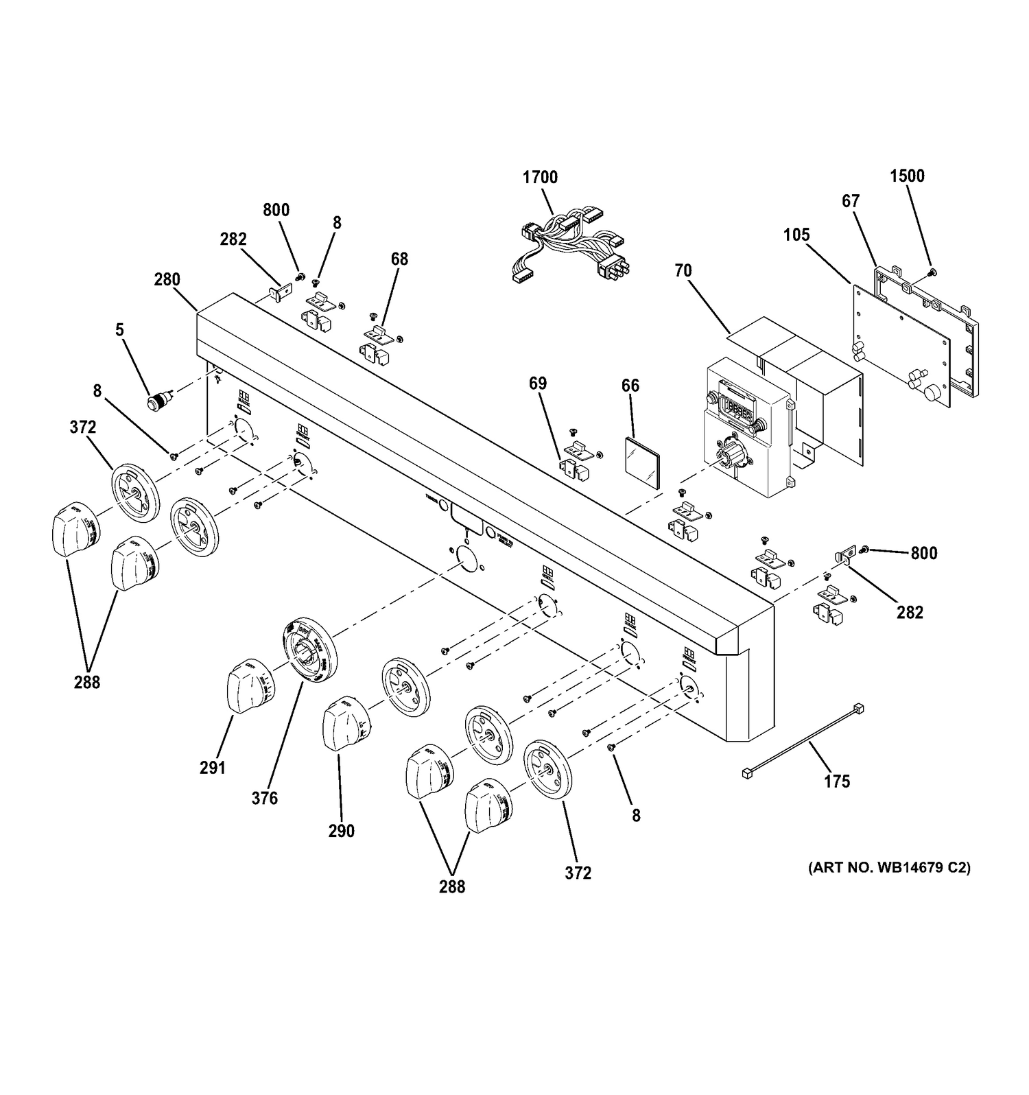 CONTROL PANEL Diagram and Parts List for ZDP364LRP6SS  General Electric Range