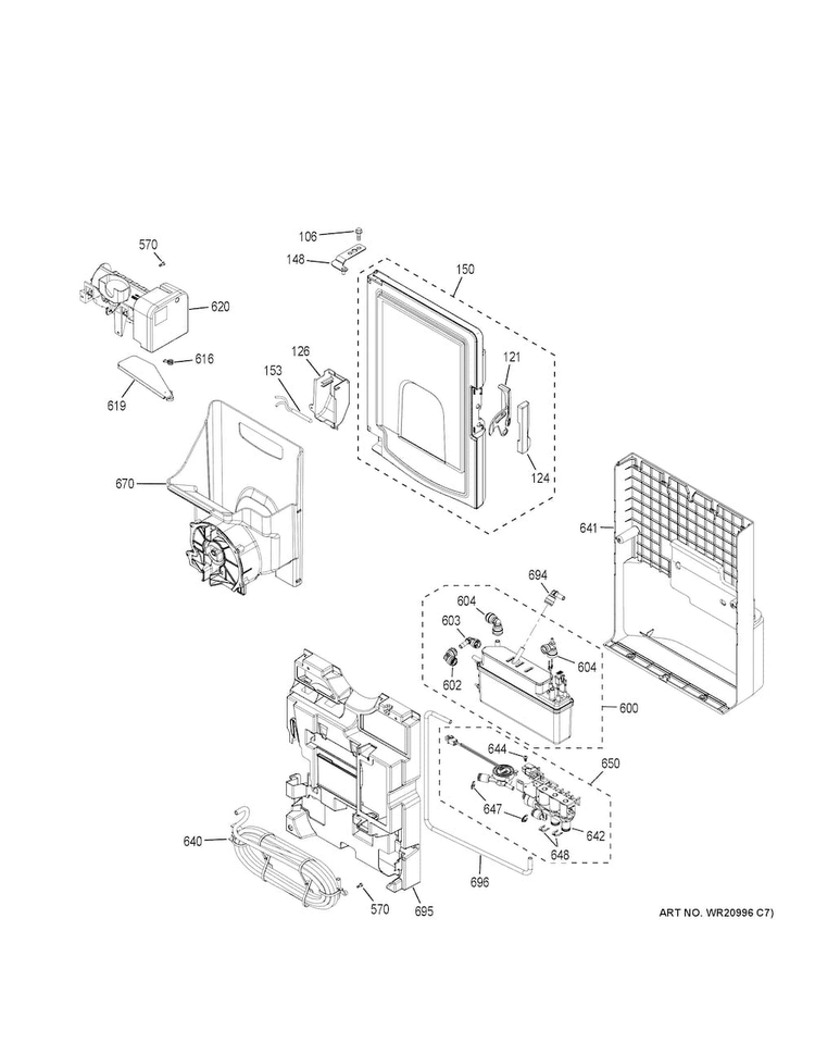 Ice Maker & Dispenser Diagram and Parts List for CYE22TSHKSS  General Electric Refrigerator