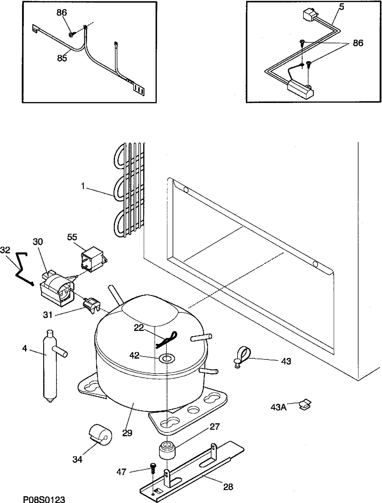 SYSTEM Diagram and Parts List for 81870  General Electric Freezer