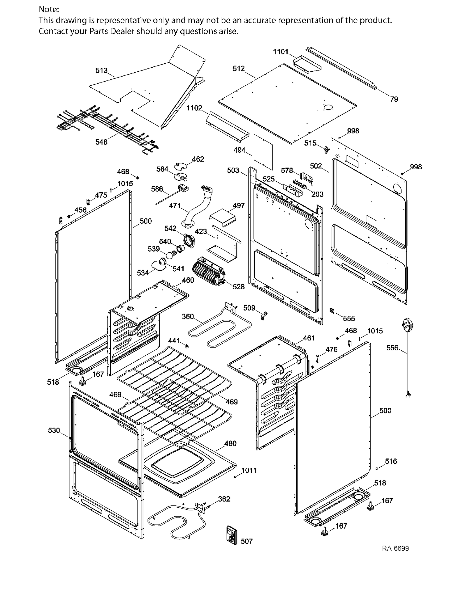 BODY PARTS Diagram and Parts List for JCAS445SV2SS  General Electric Range