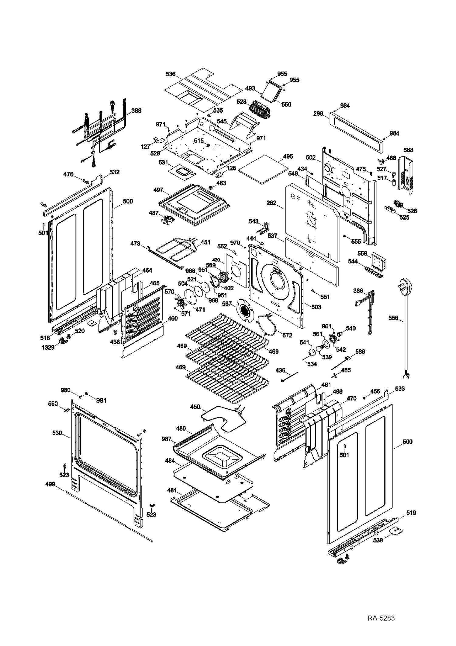 BODY PARTS Diagram and Parts List for CBC980ST3SS  General Electric Range