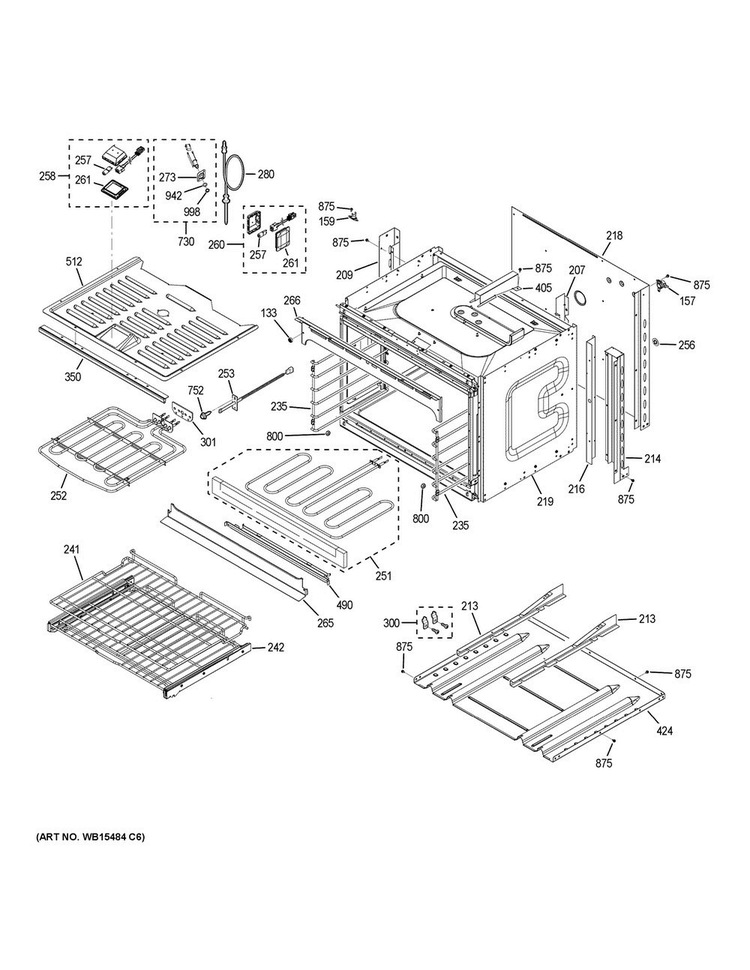 Lower Oven Diagram and Parts List for PT7550SF4SS  General Electric Wall Oven