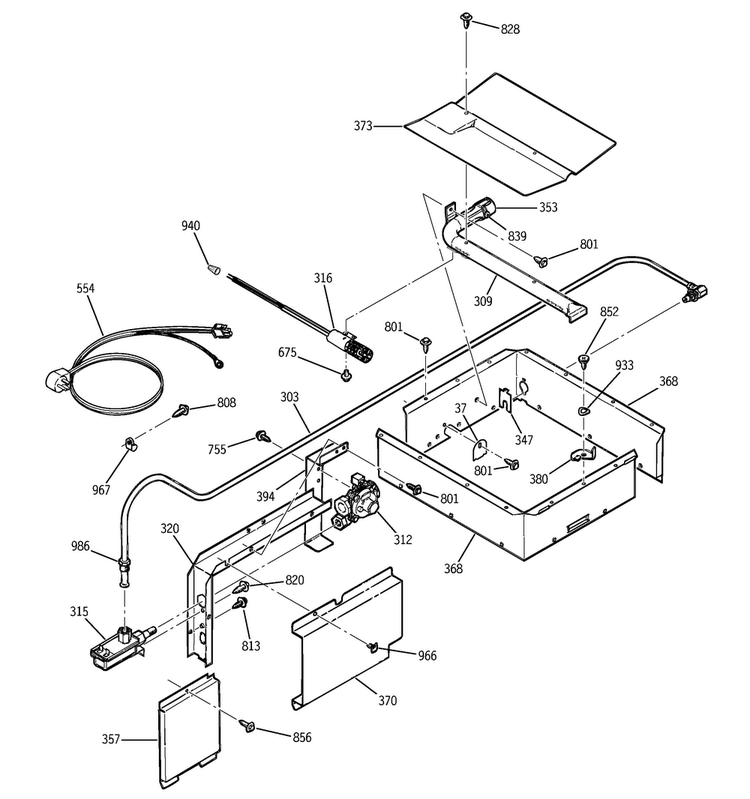 Gas & Burner Parts Diagram and Parts List for JGRS14BEW4BB  General Electric Wall Oven