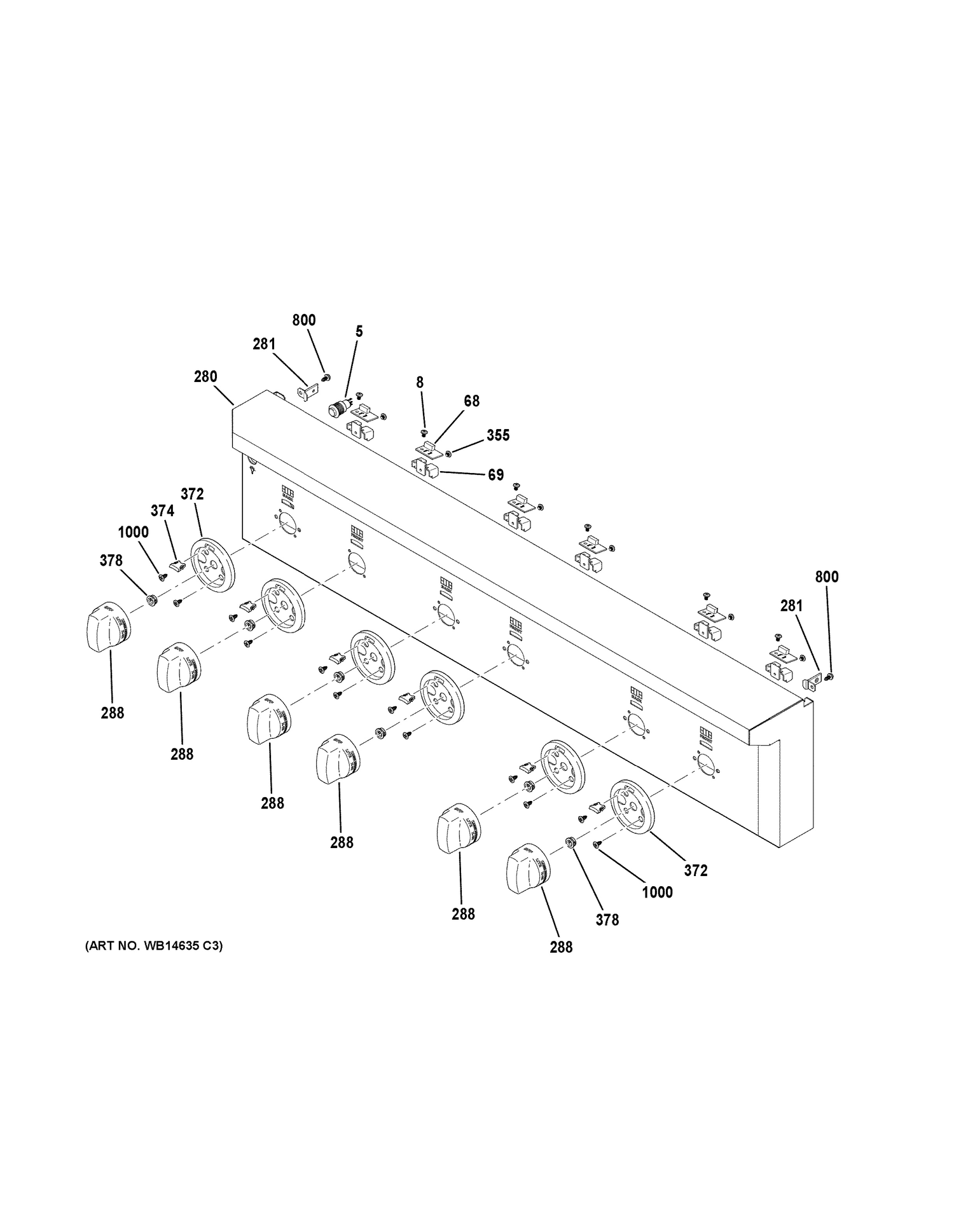 CONTROL PANEL Diagram and Parts List for ZGU366NP6SS  General Electric Range