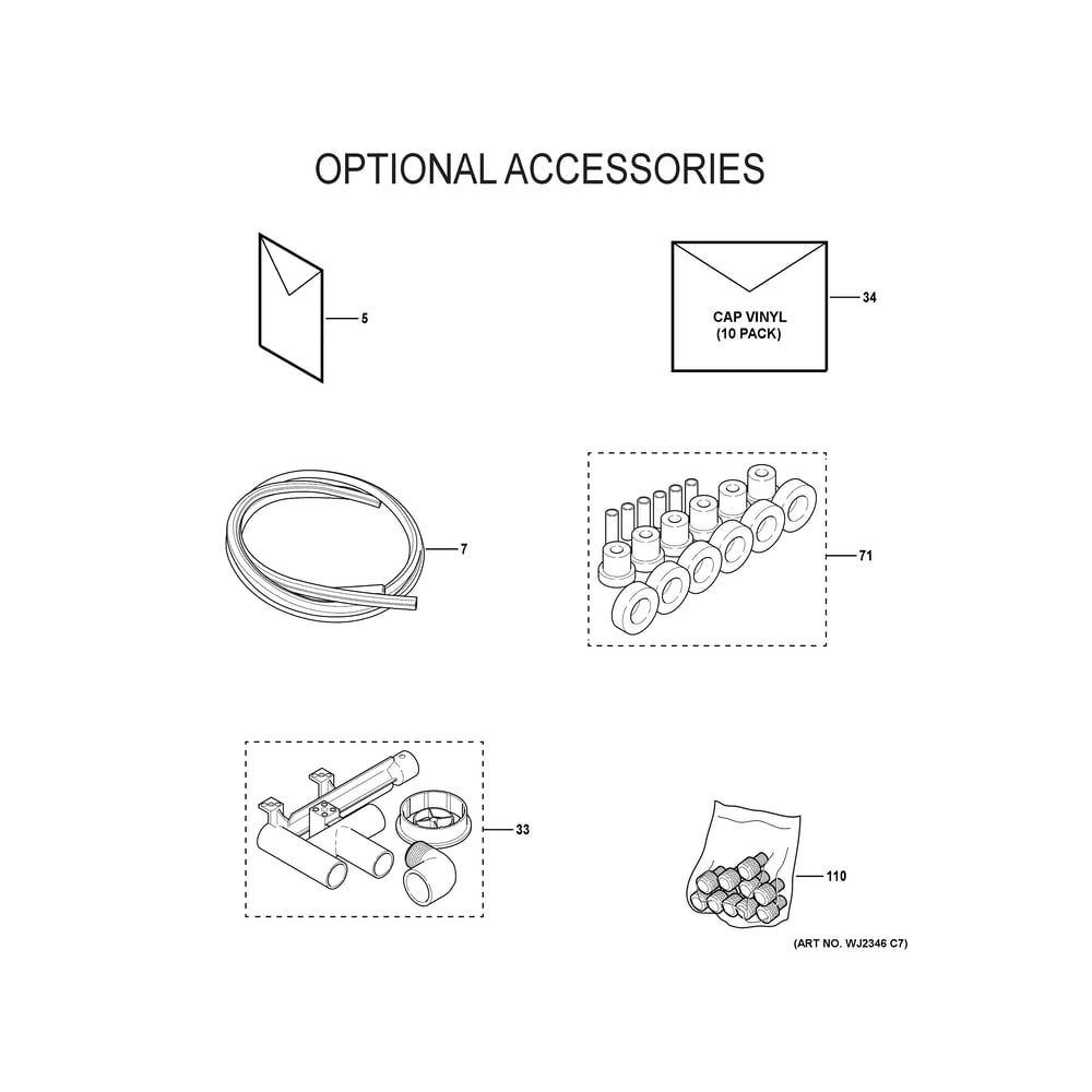 Optional Accessories 1 Diagram and Parts List for NF96D090S4C57  General Electric Furnace