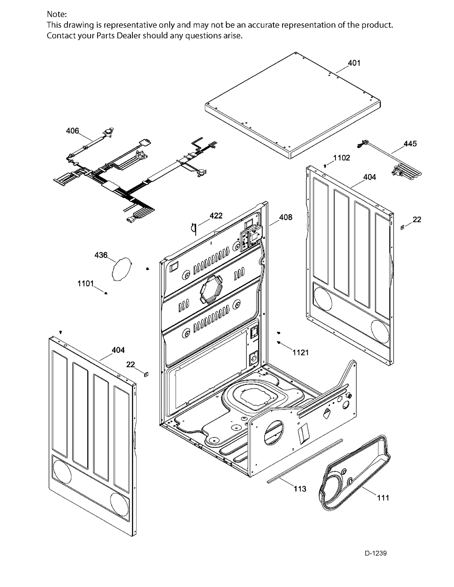 CABINET Diagram and Parts List for PCKS443EB5WW  General Electric Dryer