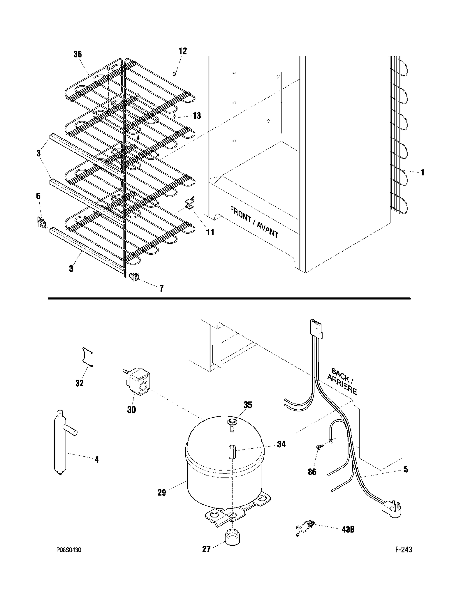 SYSTEM PARTS Diagram and Parts List for FUM17DTRWH  General Electric Freezer