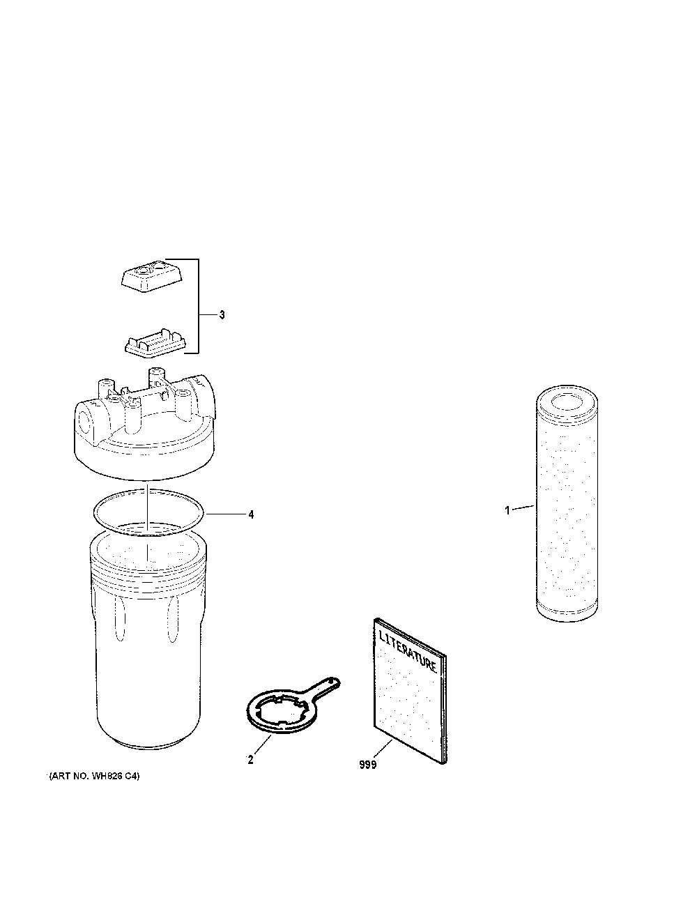 Water Filter Diagram and Parts List for GXWH60T  General Electric Water Filter System