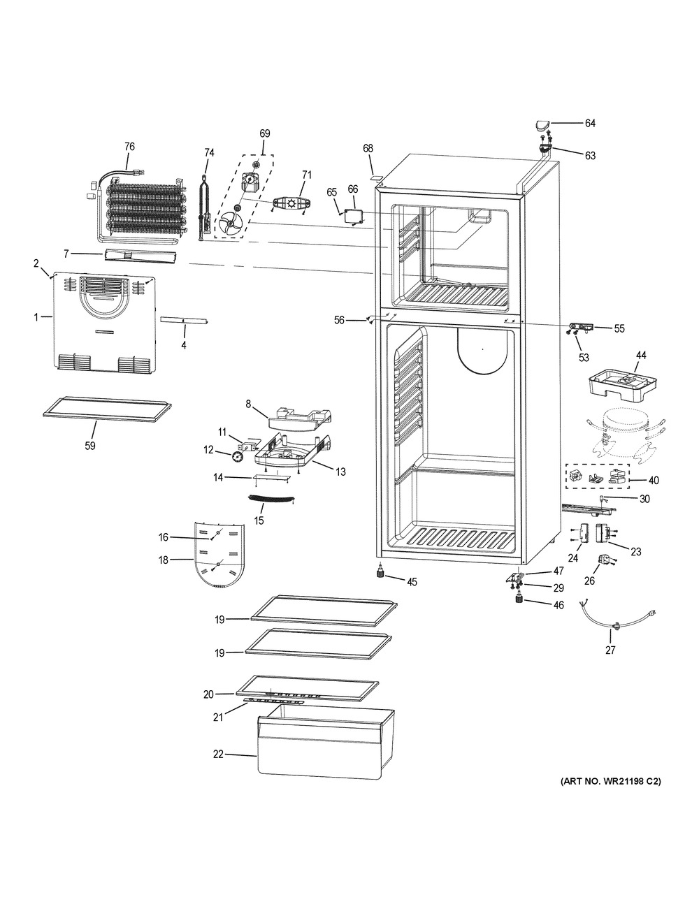 Cabinet Diagram and Parts List for VPS10FGMABB  General Electric Refrigerator