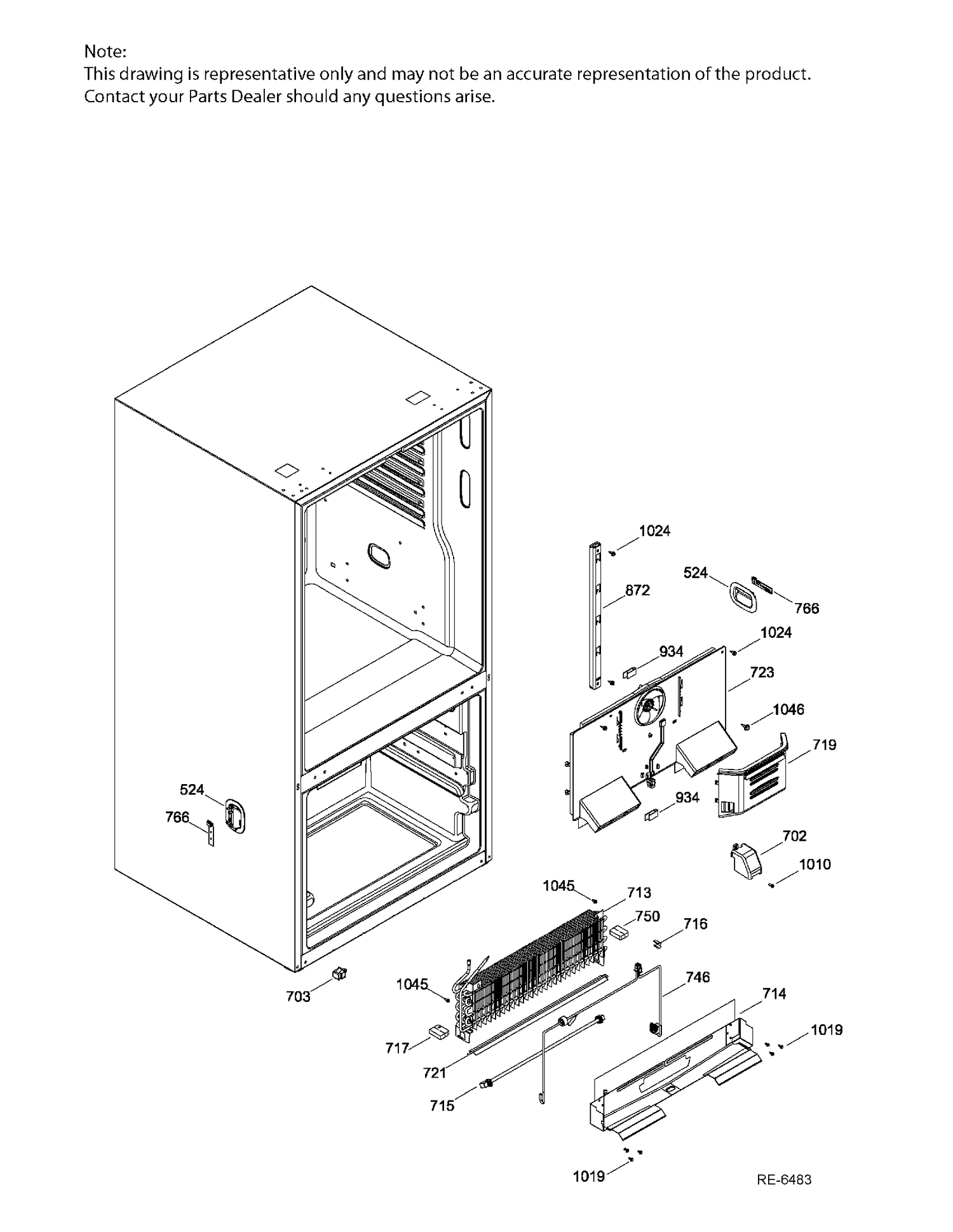 FUNCTIONAL PARTS FZ Diagram and Parts List for PFE24JGKAKWW  General Electric Refrigerator