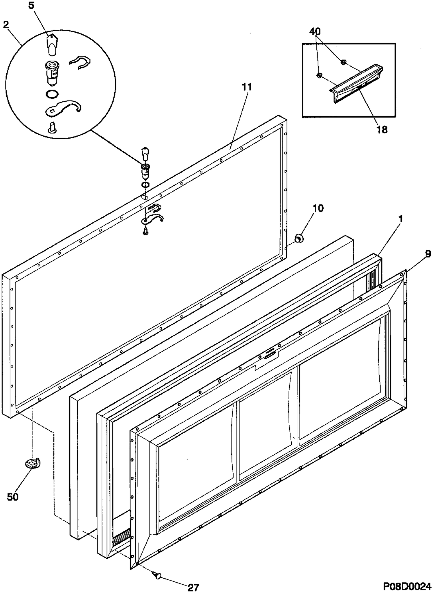 DOOR ASSEMBLY Diagram and Parts List for 81870  General Electric Freezer