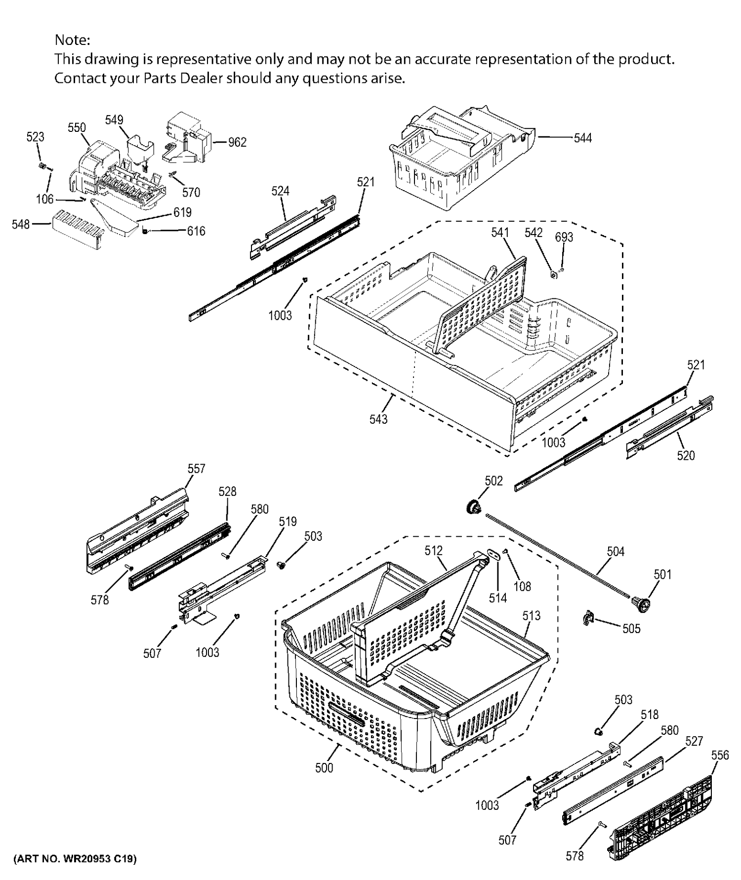 FZ SHELVES Diagram and Parts List for PWE23KMDFES  General Electric Refrigerator