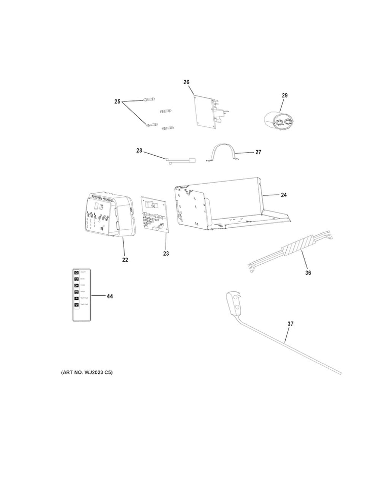 Control Parts Diagram and Parts List for AHM24DWH1  General Electric Air Conditioner