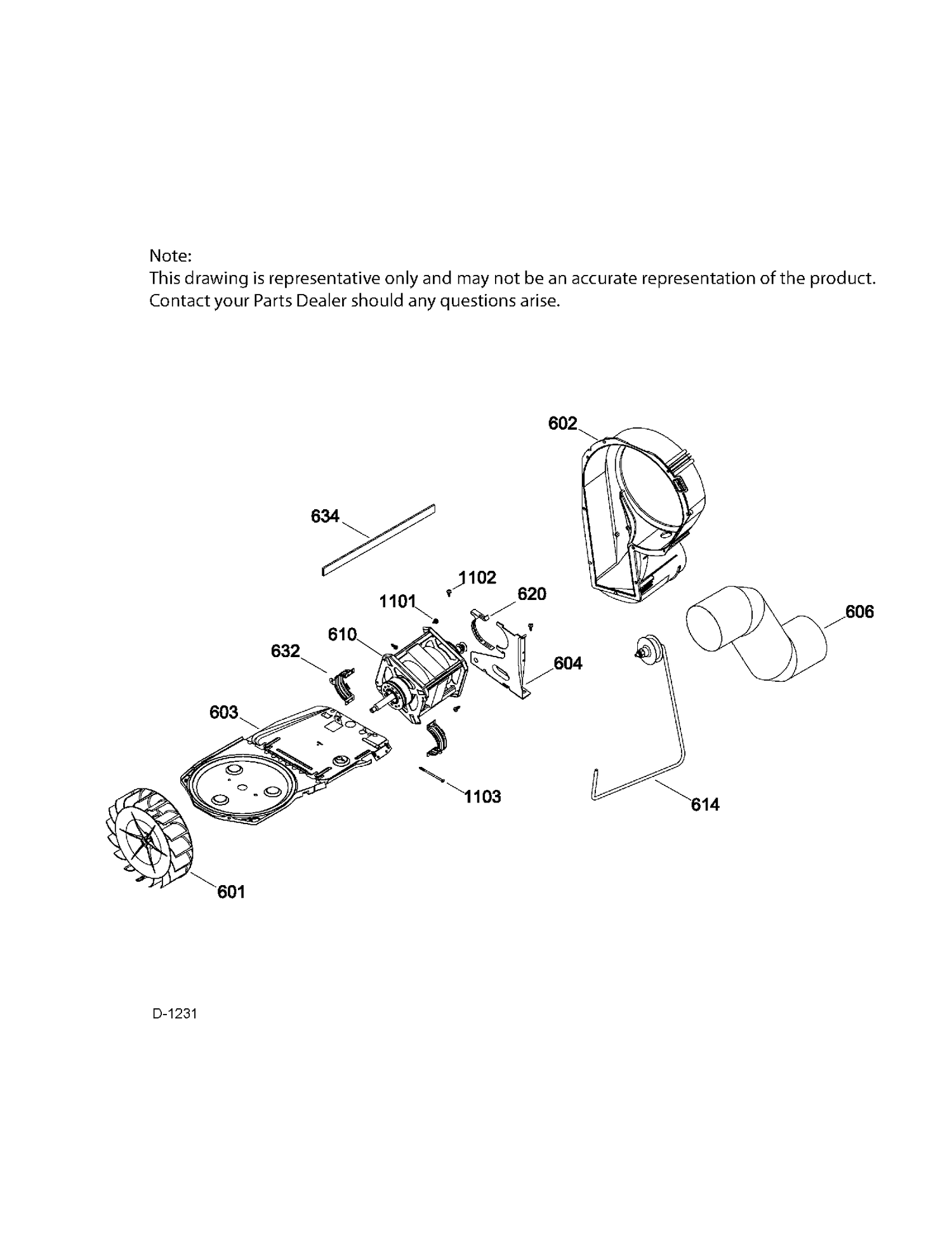 BLOWER & DRIVE ASM Diagram and Parts List for GUAN275ED1WW  General Electric Dryer