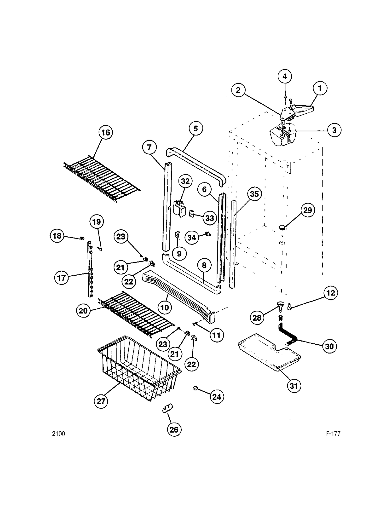FREEZER Diagram and Parts List for UFE20CW1  General Electric Freezer
