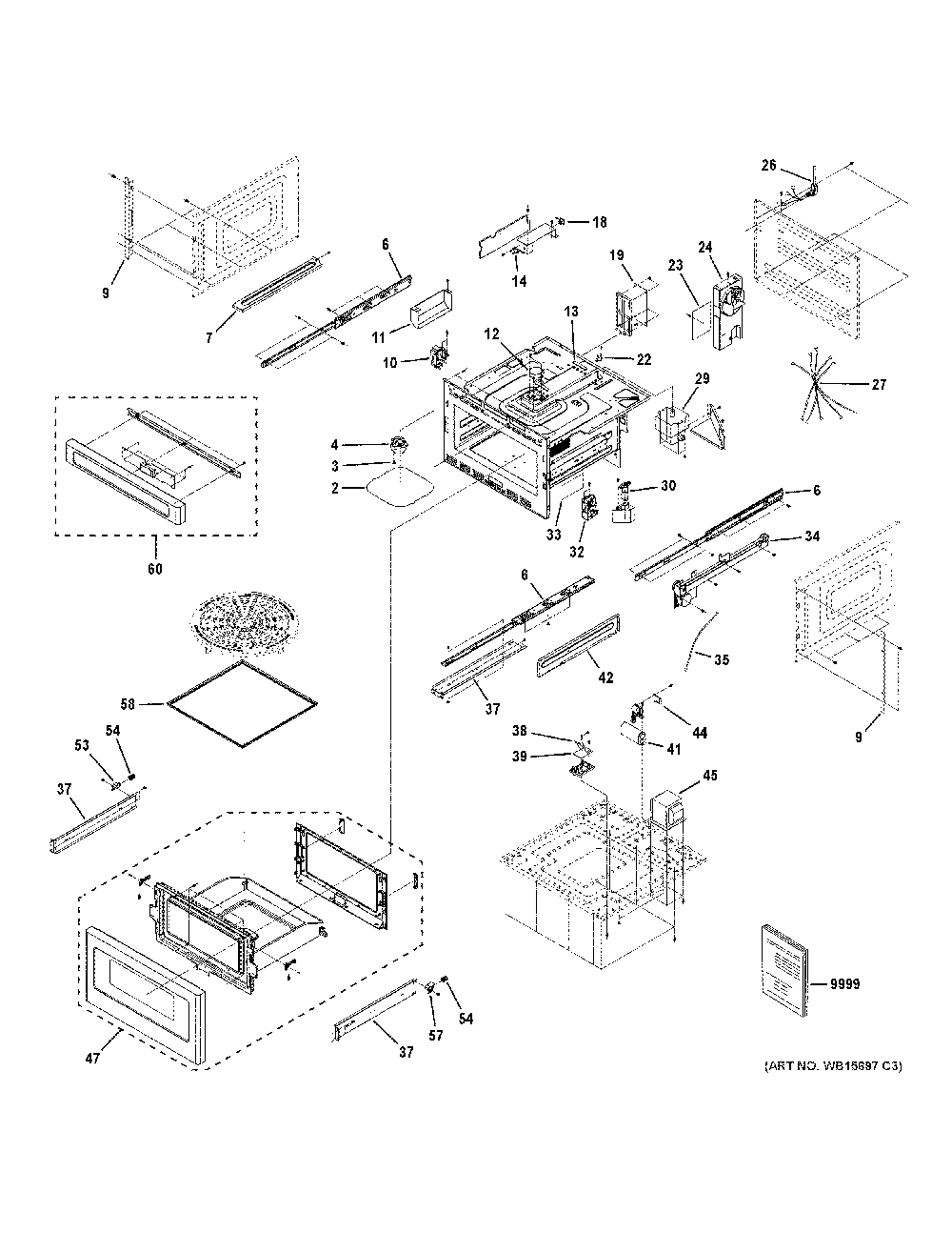 Microwave Diagram and Parts List for ZWL1126SR1SS  General Electric Microwave