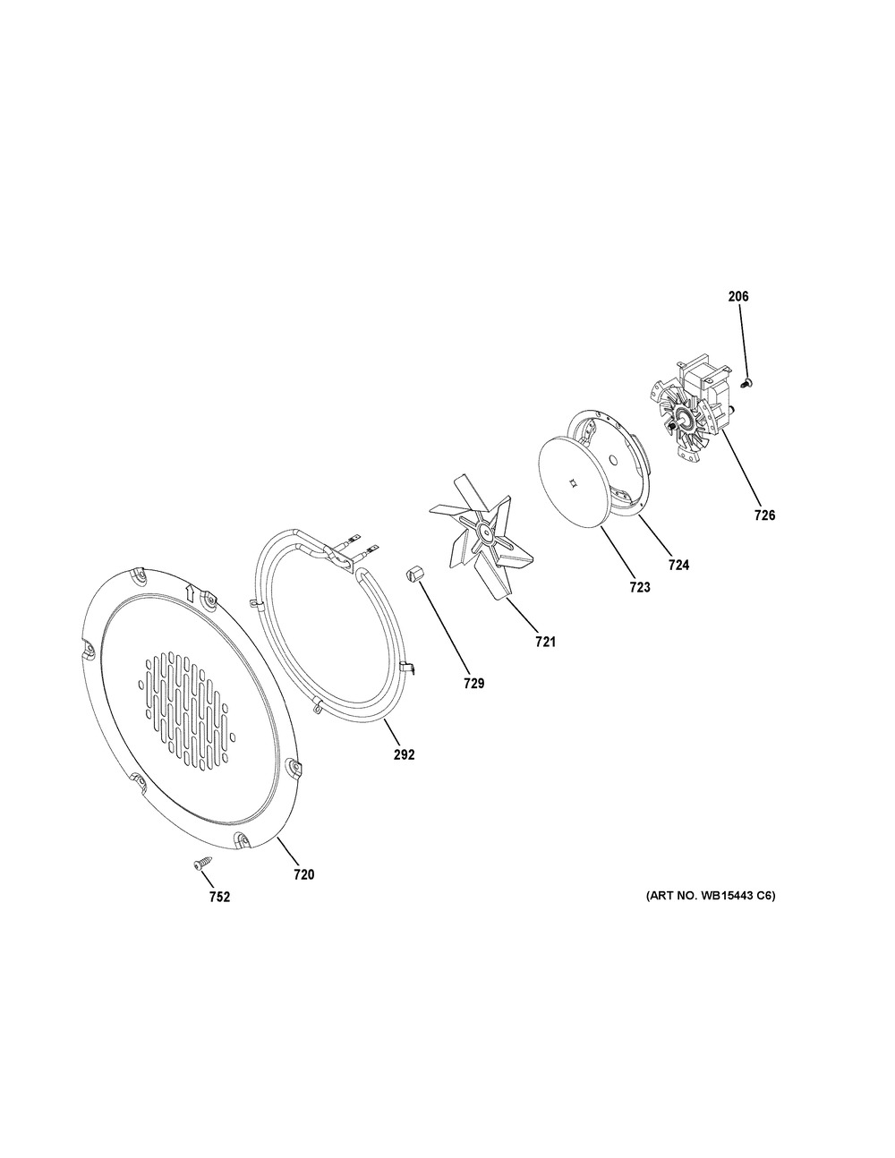 Convection Fan Diagram and Parts List for CGS700P4M2W2  General Electric Range