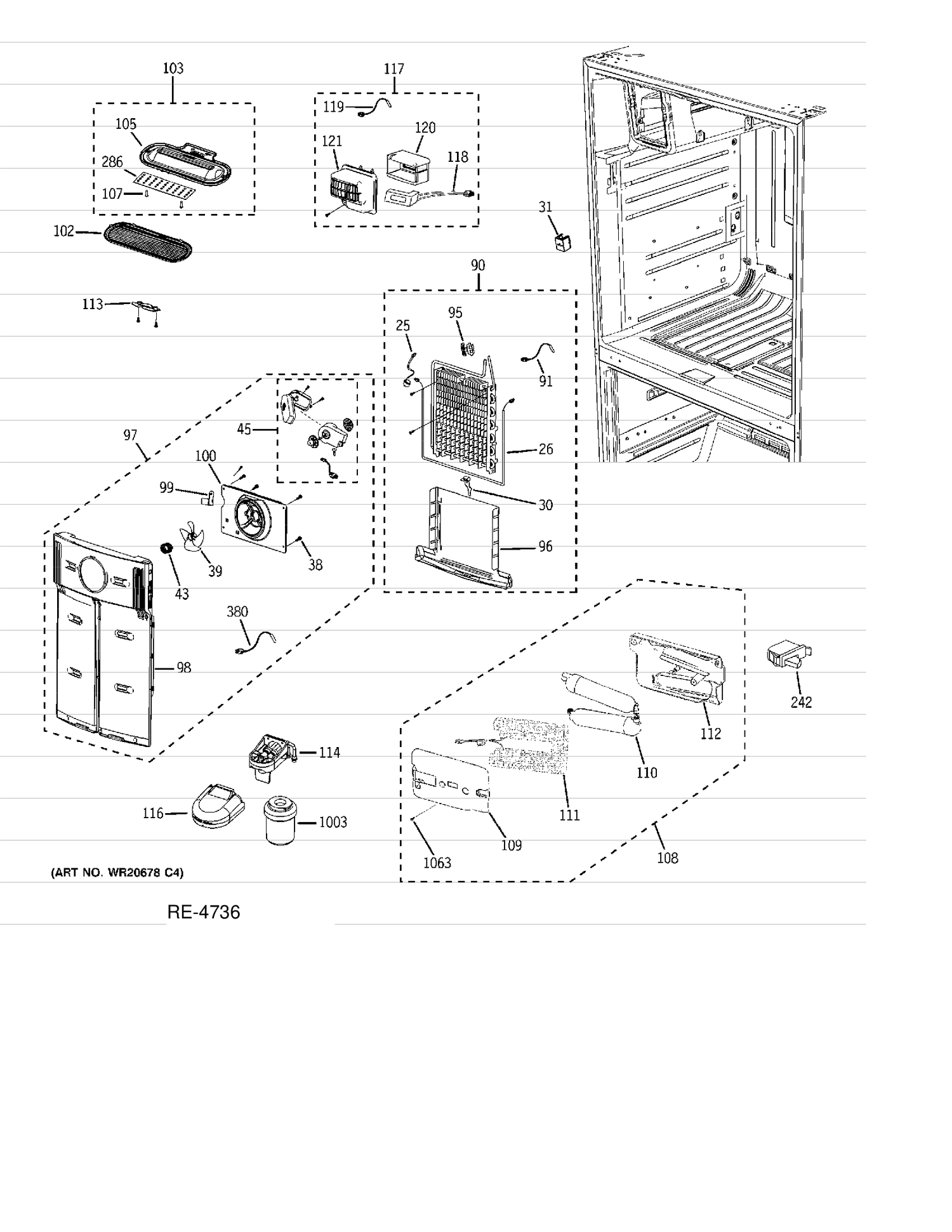 FRESH FOOD SECTION Diagram and Parts List for PFSF6PKXFBB  General Electric Refrigerator