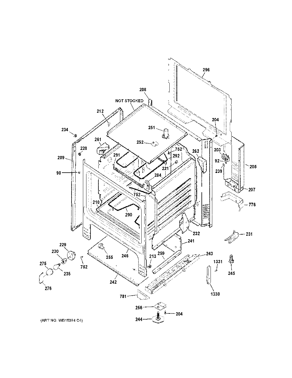 Body parts Diagram and Parts List for JBS460DM2WW  General Electric Range