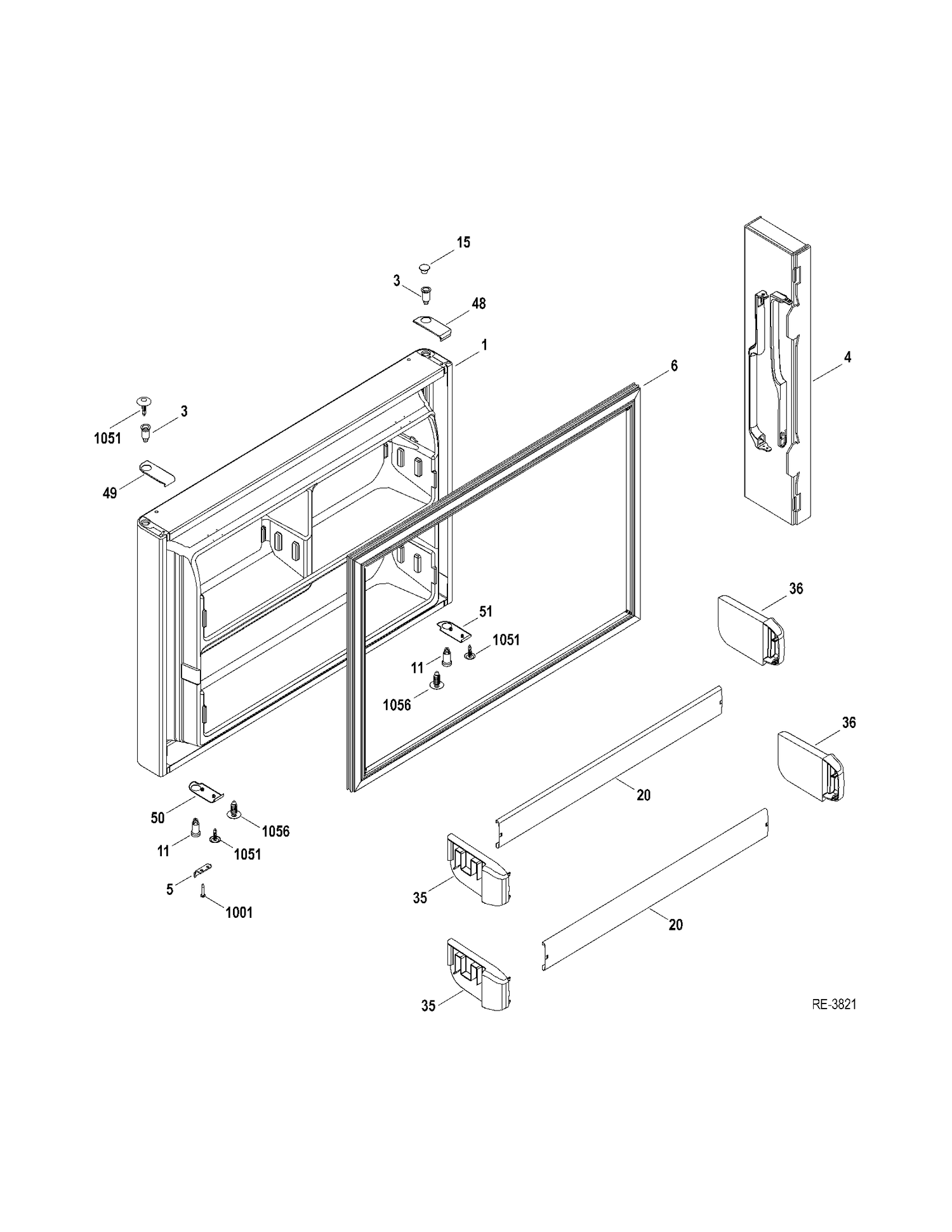 FZ DOOR Diagram and Parts List for GTR22HBTCRWW  General Electric Refrigerator