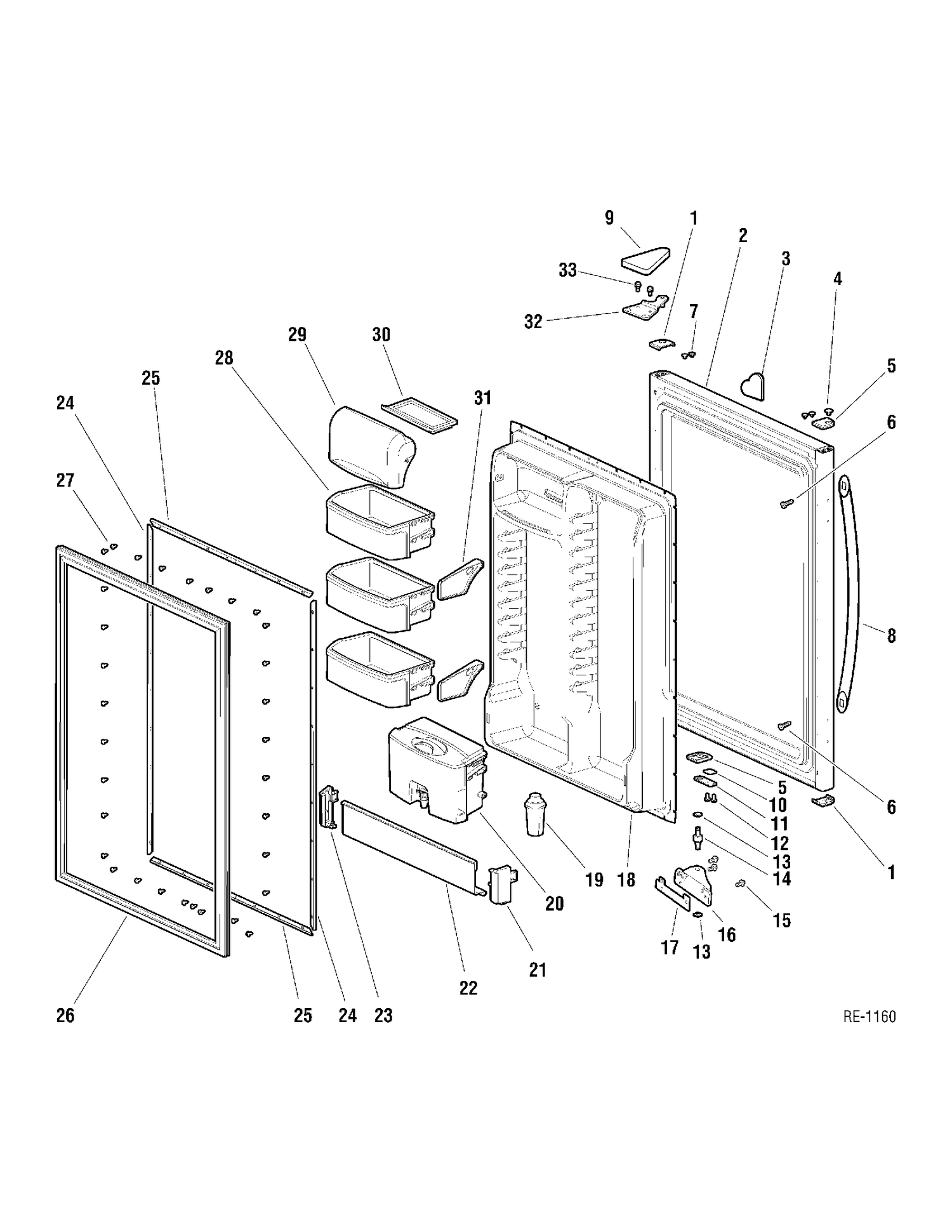 REFRIGERATOR DOOR Diagram and Parts List for 3220-00LA0S00  General Electric Refrigerator