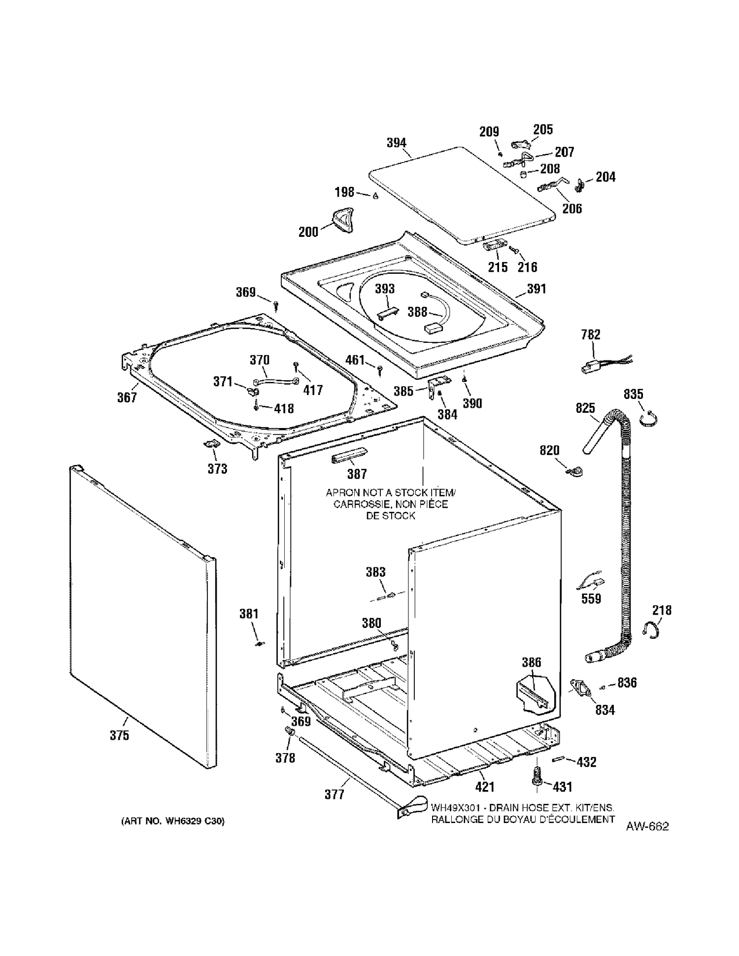 CABINET Diagram and Parts List for 57731H2WW  General Electric Washer