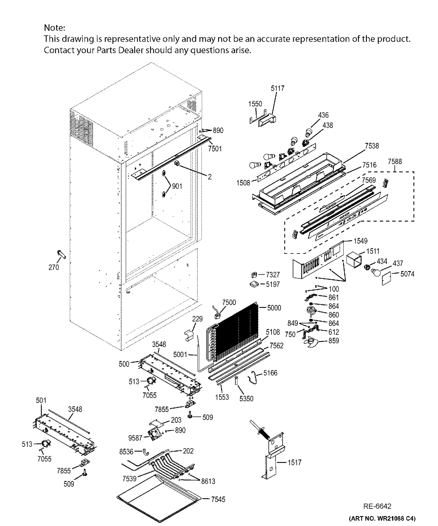 CONTROLS & COMPONENTS Diagram and Parts List for ZIC360NXDLH  General Electric Refrigerator