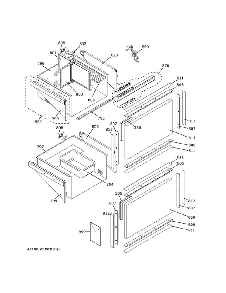 Doors Diagram and Parts List for ZIDI240HCII  General Electric Refrigerator