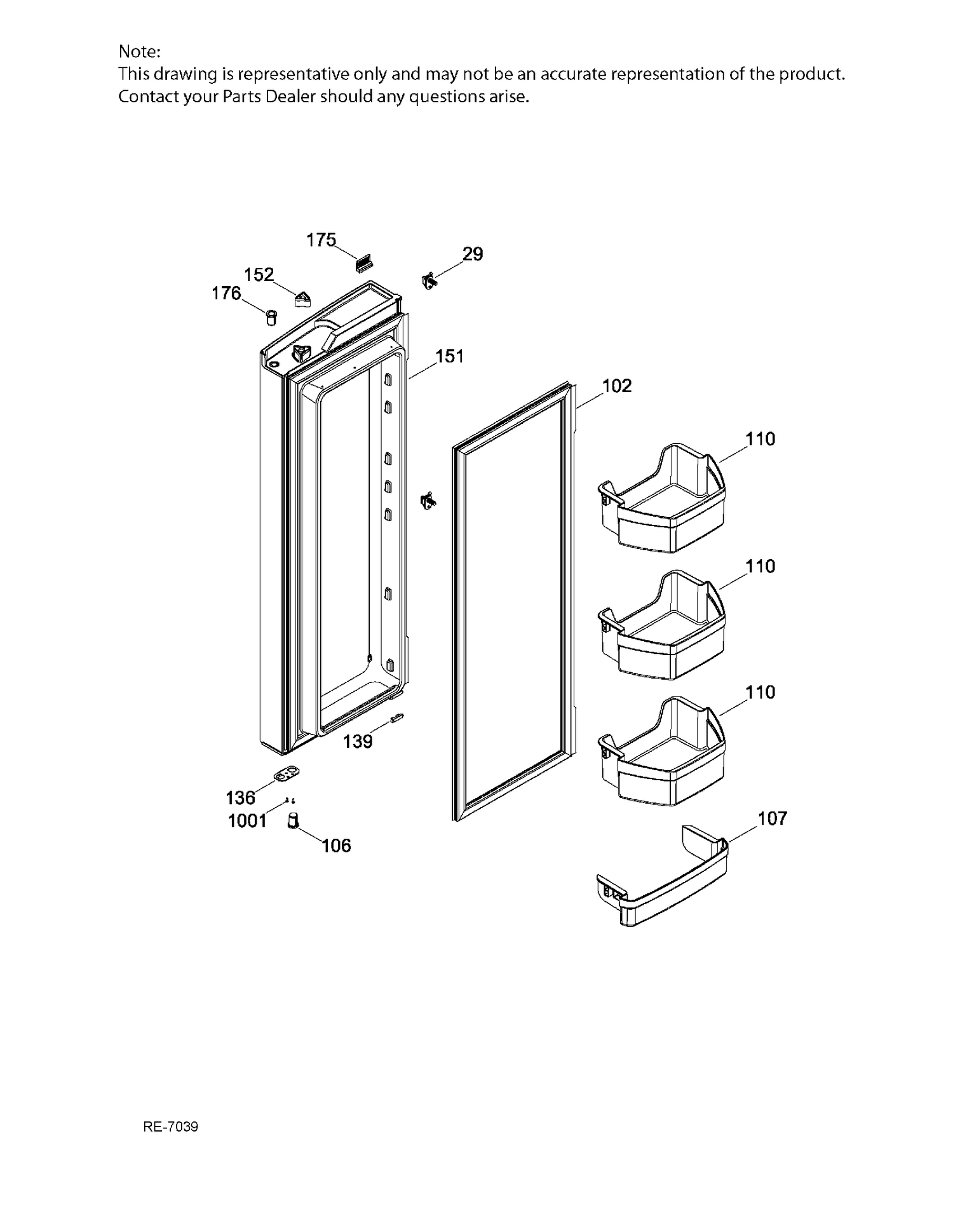 FF DOOR RIGHT Diagram and Parts List for PNE21KSKBKSS  General Electric Refrigerator