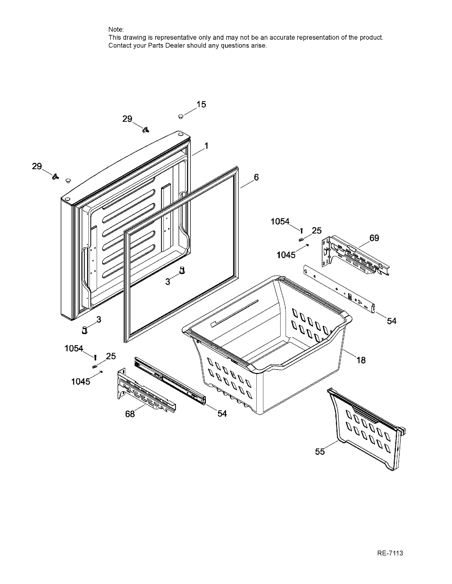 FREEZER DOOR Diagram and Parts List for PDE21KGKBKWW  General Electric Refrigerator